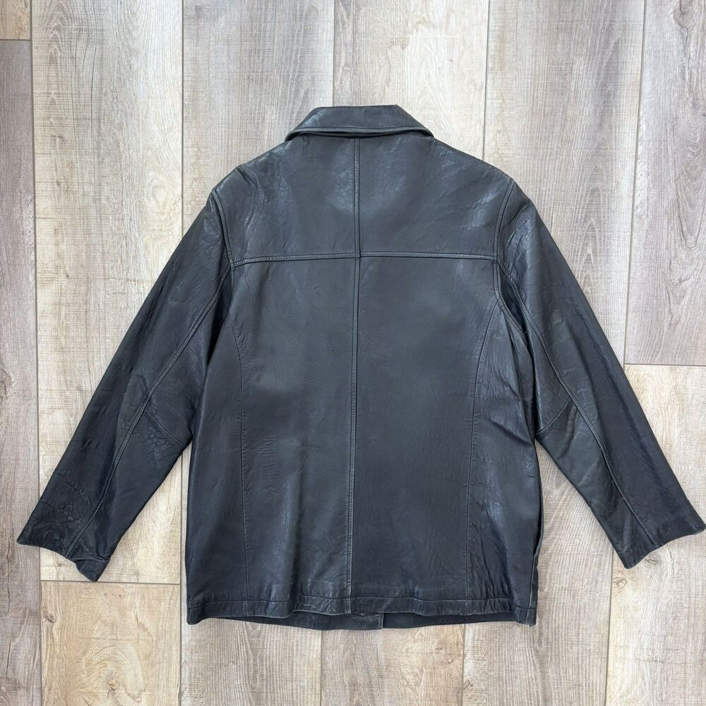 Vtg Womens Black Soft Leather Jacket Size L 90s Y2K Minimalist Soft Grunge Emo - Picture 5 of 16